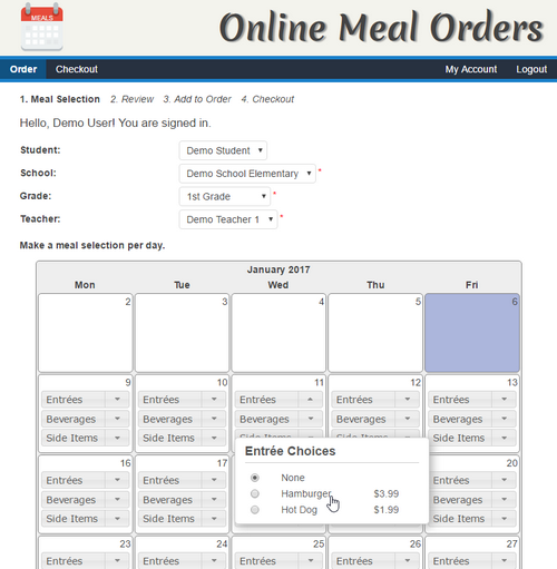 Mealsite Screen 1